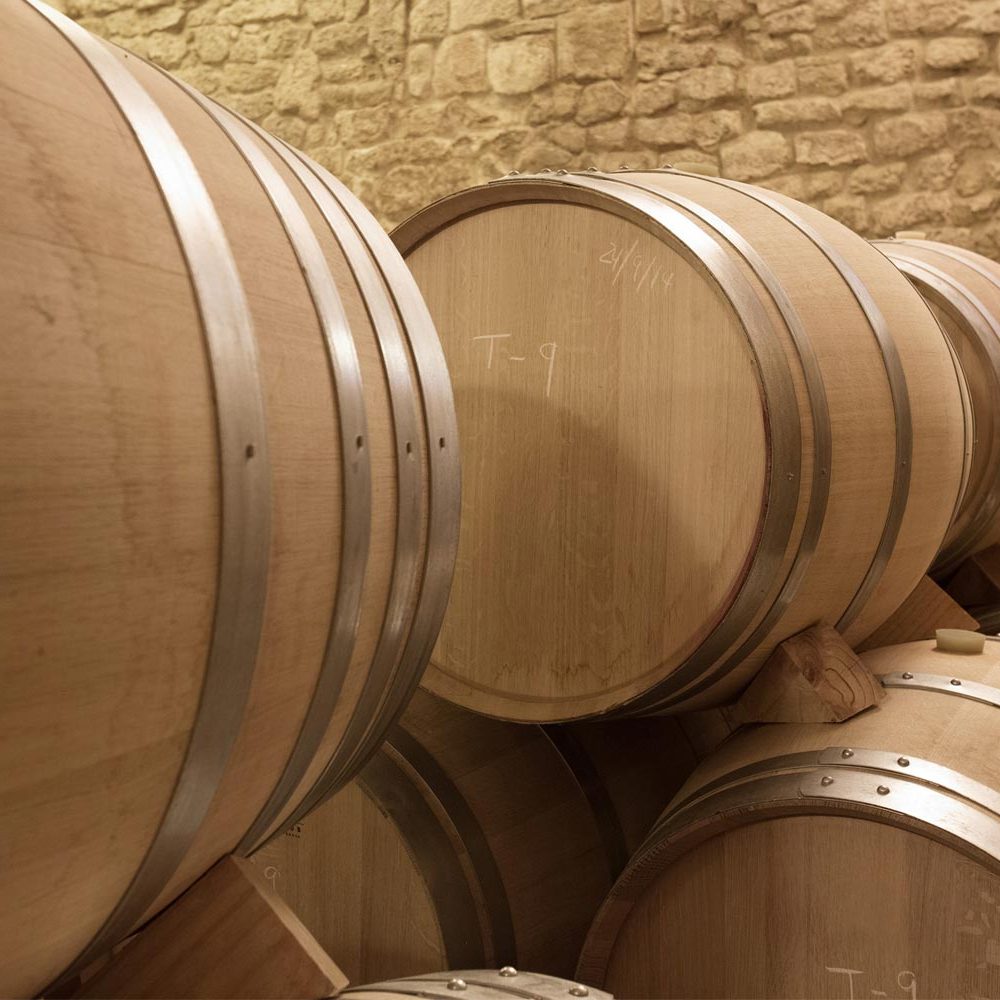 Close-up of a Bordeaux barrel